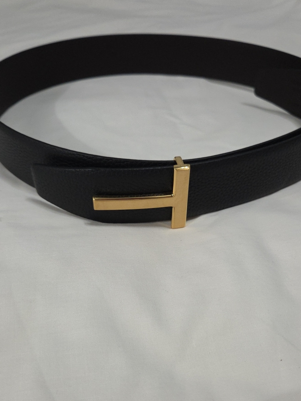 Reversible Tom Ford Black Brown Leather Belt Gold T Buckle 95cm - Picture 6 of 15